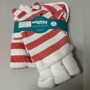 Mighty Character Rabbit Stripe 5Piece Bath Set NWT